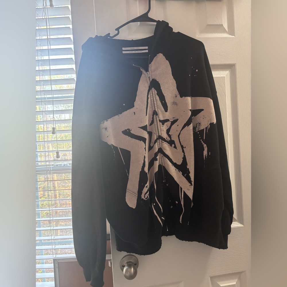 Silence & Noise- Black Bleached Star Zip-up